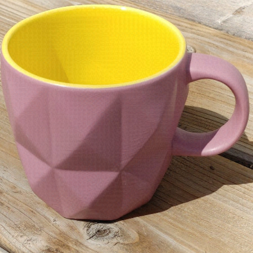 Beautiful Teavana Geometric Mug Purple and Yellow